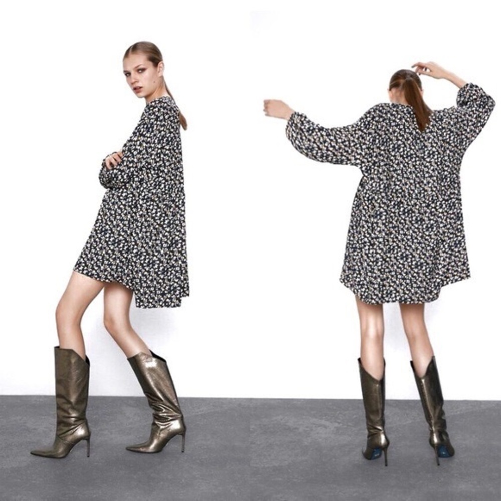 Zara Floral Print Oversized Mini Dress XSmall